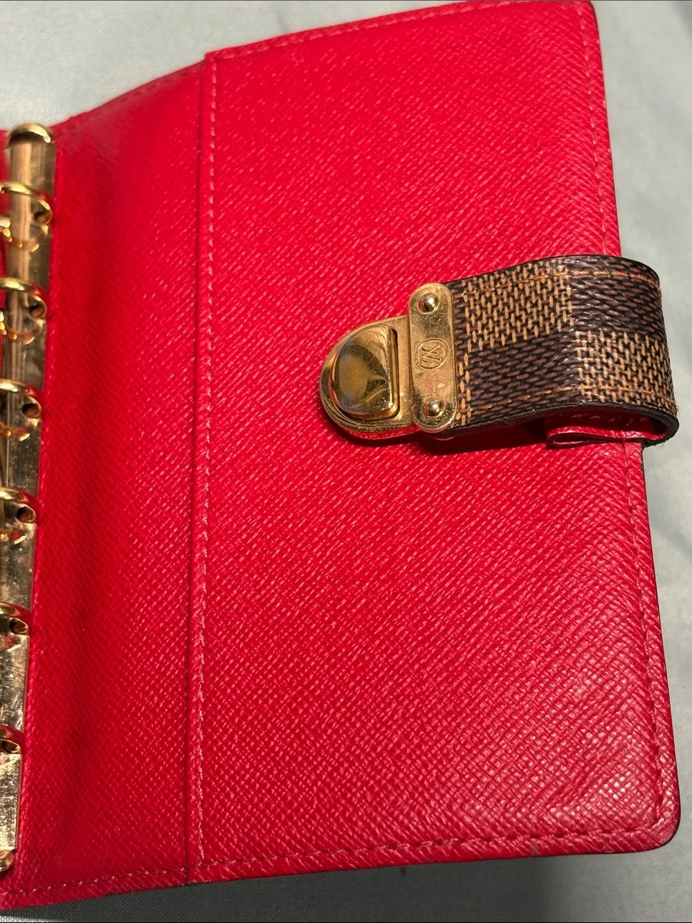 Louis Vuitton Damier Ebene Koala Agenda PM - Red Cross Grain Leather